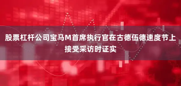 股票杠杆公司宝马M首席执行官在古德伍德速度节上接受采访时证实